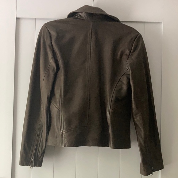 Abercrombie brown leather Moto jacket - Picture 3 of 8